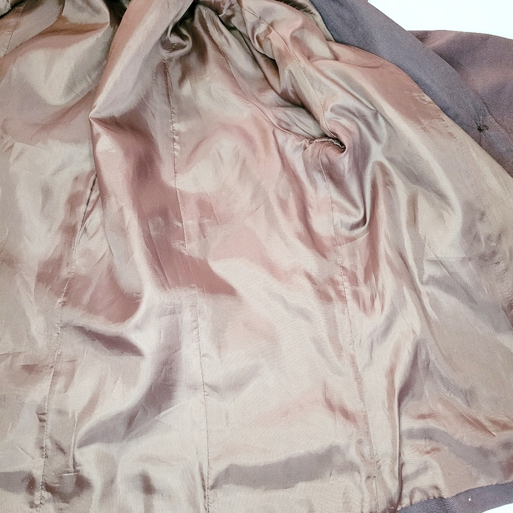 Vintage R.Q.T Jacket Linen Cotton Women Medium Lined Brown Buttons Collared Fall - Picture 9 of 11